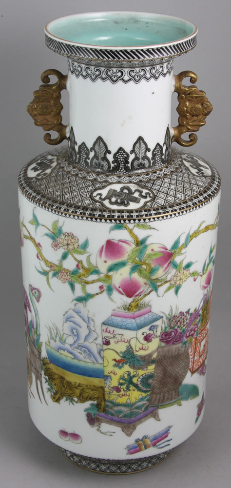 Appraisal: - Chinese Hand Painted Porcelain Urn Chinese hand painted porcelain