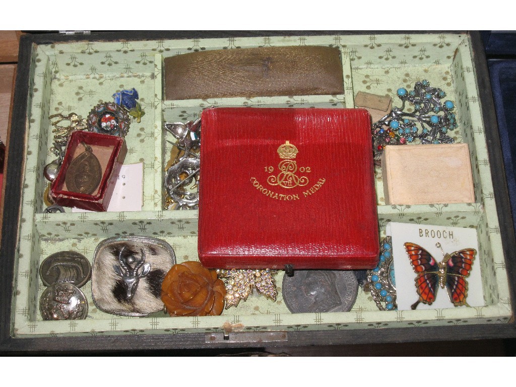 Appraisal: Box of costume jewellery and a Coronation medal