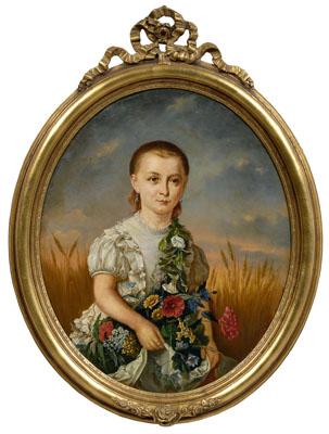 Appraisal: th century portrait young girl in an autumn landscape with