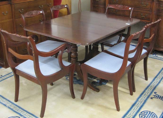 Appraisal: FEDERAL STYLE MAHOGANY DINING TABLE AND CHAIR SET American mid-