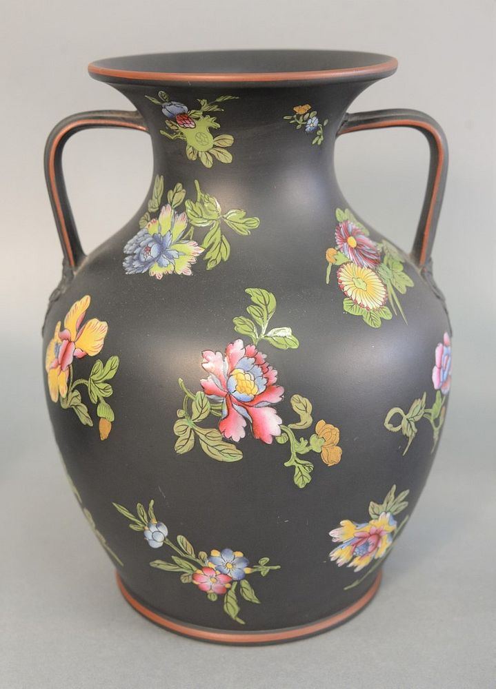 Appraisal: Large Wedgwood black basalt urn vase having two handles and