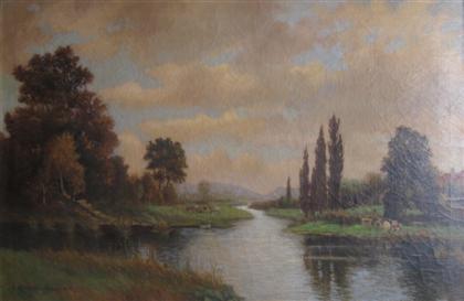 Appraisal: KARL HEINER austrian th - th century LANDSCAPE WITH RIVER