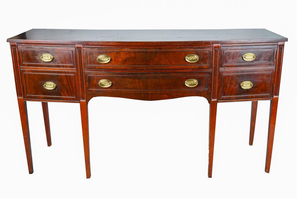 Appraisal: SHERATON-STYLE MAHOGANY SIDEBOARD th century with two drawers flanked on