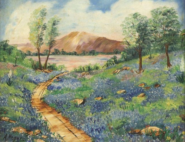 Appraisal: Framed oil on board painting Bluebonnets signed lower left A