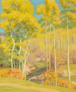 Appraisal: E MARTIN HENNINGS - Twining Canyon circa oil on canvas