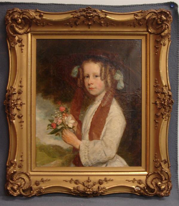 Appraisal: American School th c o c Young Girl Bouquet and