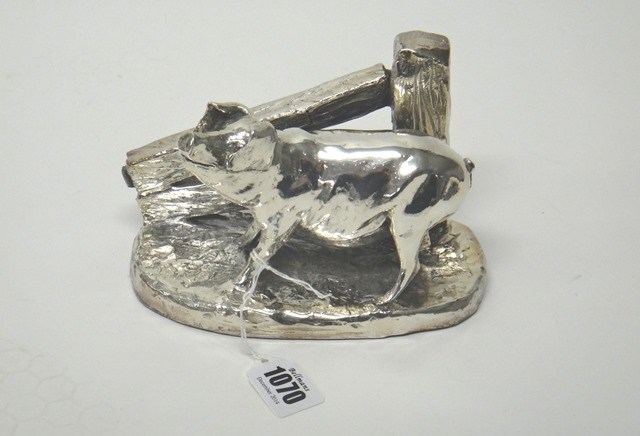 Appraisal: A modern silver model of a pig standing by a