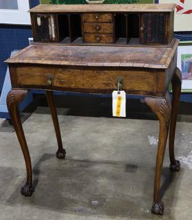 Appraisal: Continental burl walnut lady's writing desk Continental burl walnut lady's