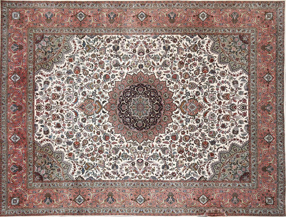 Appraisal: A LARGE TABRIZ COLORFULLY WOVEN WOOL CARPET TH CENTURY A