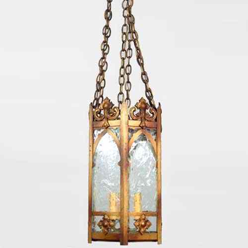 Appraisal: An American Gothic Revival Brass Hexagonal Hall Lantern circa of