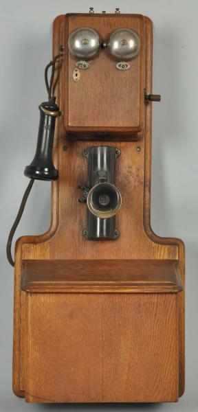 Appraisal: Imperial -Box Telephone Circa Oak Overlapping three bar Magneto forked