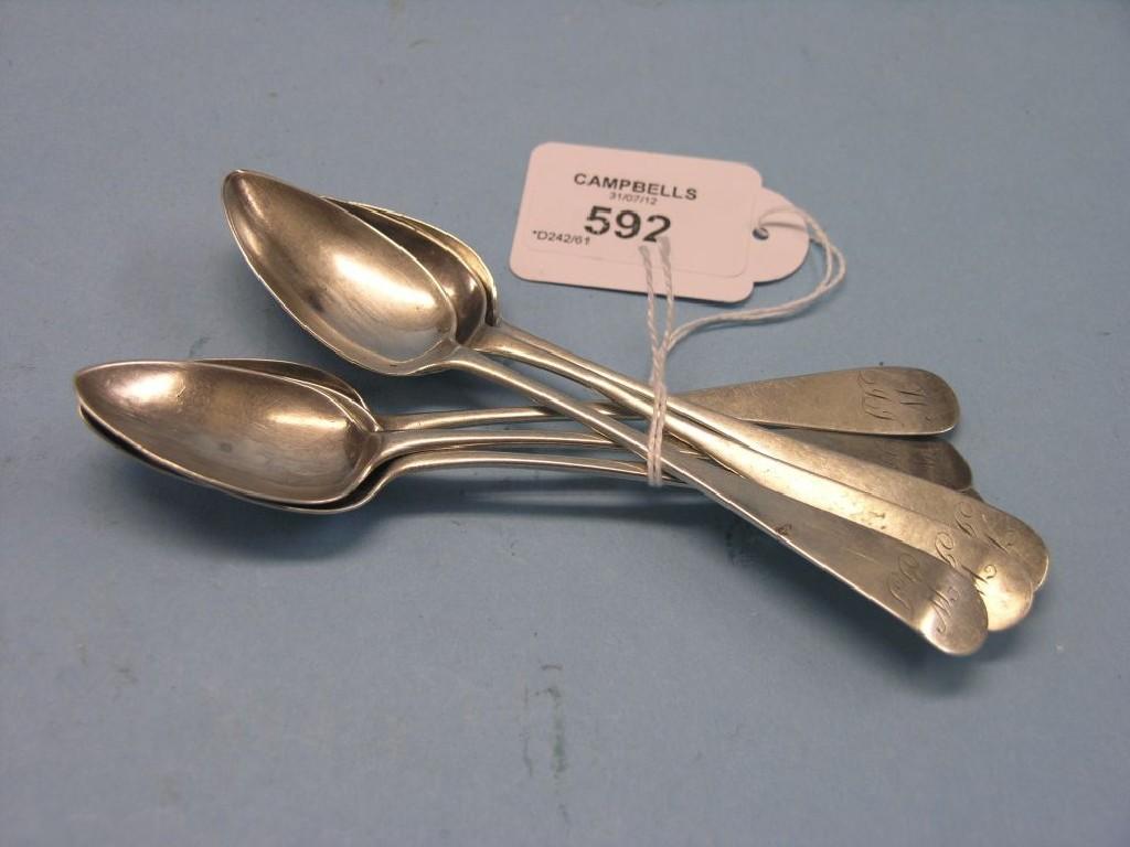 Appraisal: A set of six Scottish silver teaspoons Edinburgh