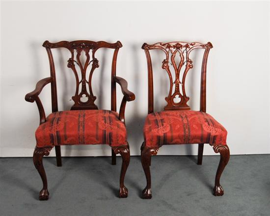 Appraisal: Six Chippendale-style Dining Chairs one arm and five sides stained