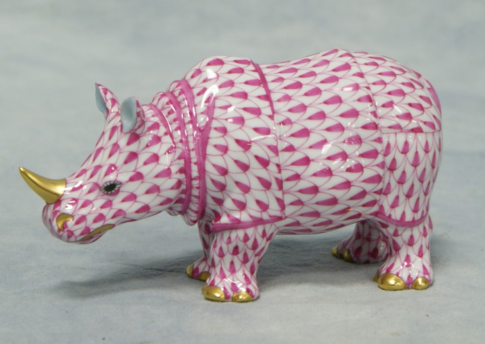 Appraisal: Herend Pink Fishnet Rhinoceros figurine tall