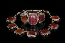 Appraisal: A Victorian Necklace and Bracelet Set Tan celluloid squares with