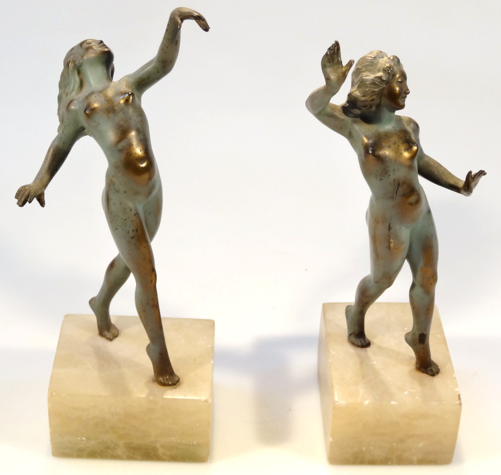 Appraisal: A pair of thC Art Deco design metal figure of