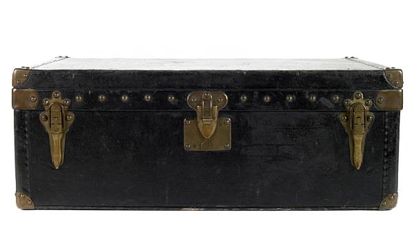 Appraisal: A Louis Vuitton black canvas trunk number to the interior