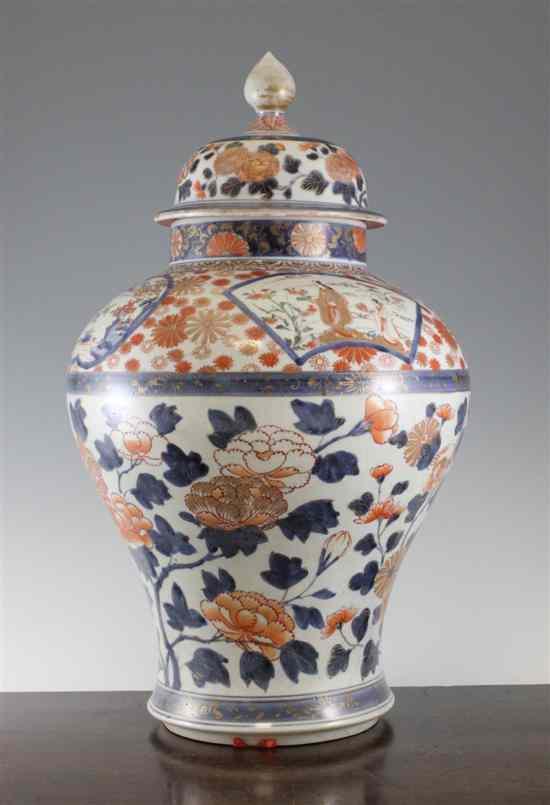 Appraisal: A large Japanese Arita porcelain baluster vase and cover th