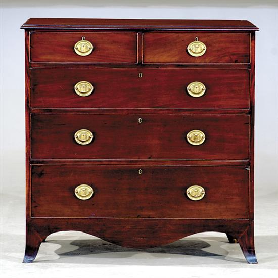 Appraisal: English mahogany straight front chest of drawers circa molded top