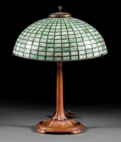 Appraisal: Tiffany bronze lamp base and shade first quarter- th century