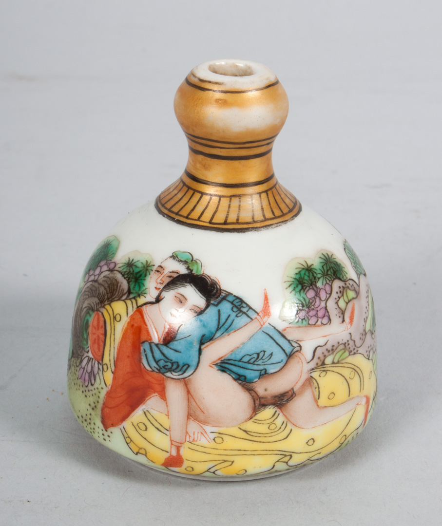 Appraisal: Chinese porcelain erotica snuff bottle th century in H