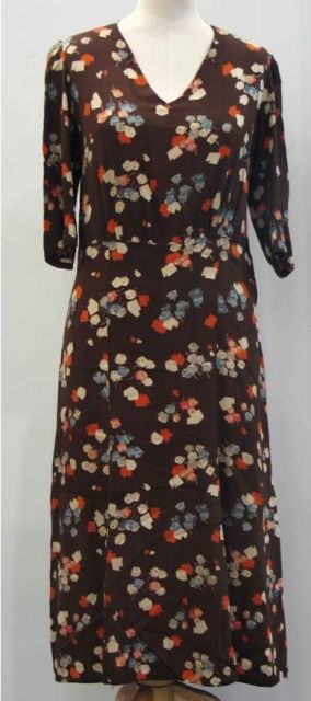 Appraisal: s daydress in floral printed brown crepe Provenance Peter Marsden