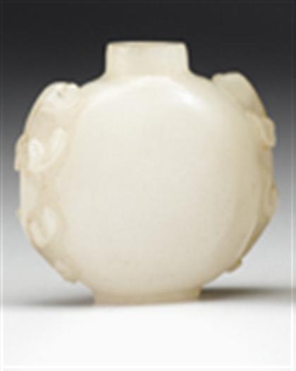 Appraisal: Chinese white jade snuff bottle th century Of flattened ovoid