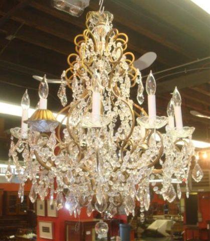 Appraisal: Gilt Metal Skeleton Form Chandelier From a suburban New Jersey