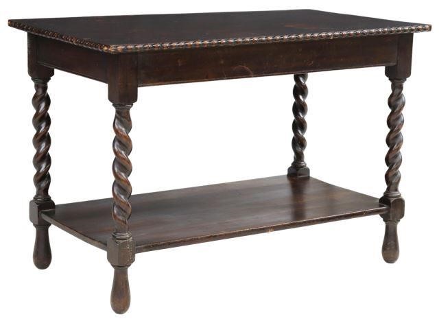 Appraisal: Spanish Baroque style walnut side table having rectangular top with