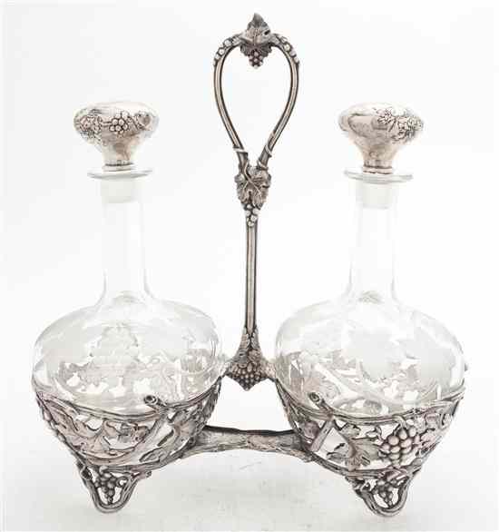 Appraisal: An American Sterling Silver and Cut Glass Cruet Set Gorham