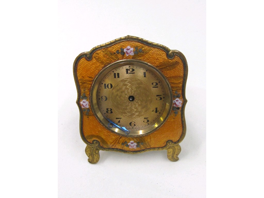 Appraisal: Lady's enamel and floral decorated travel clock