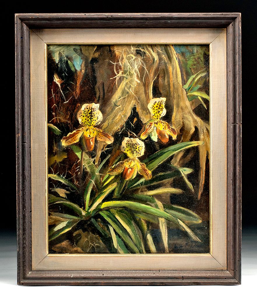 Appraisal: Framed Signed William Draper Painting - Orchids William Franklin Draper