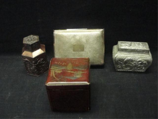 Appraisal: Lot of Boxes Tea Caddys Cigarette Box From a Queens