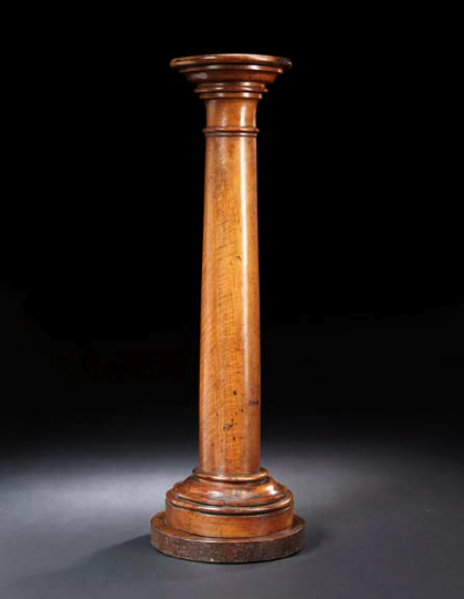 Appraisal: Diminutive Continental Turned Fruitwood Columnar Pedestal second quarter th century