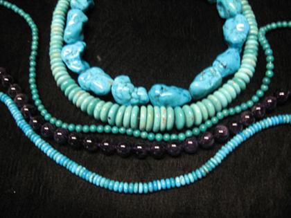 Appraisal: Group of five lengths of turquoise and amethyst beads Four