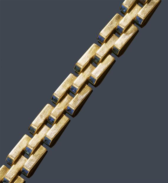 Appraisal: GOLD AND SAPPHIRE BRACELET TIFFANY CO New York ca Yellow