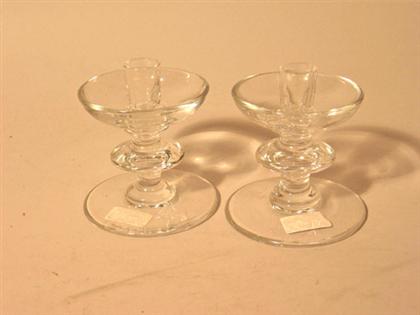 Appraisal: Pair of Val St Lambert Crystal Candlesticks Acid etched Val