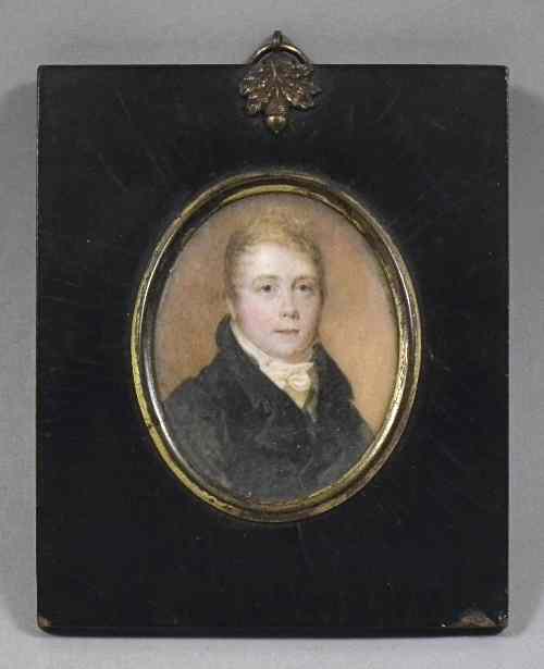 Appraisal: Early th Century English School - Oval shoulder-length miniature portrait