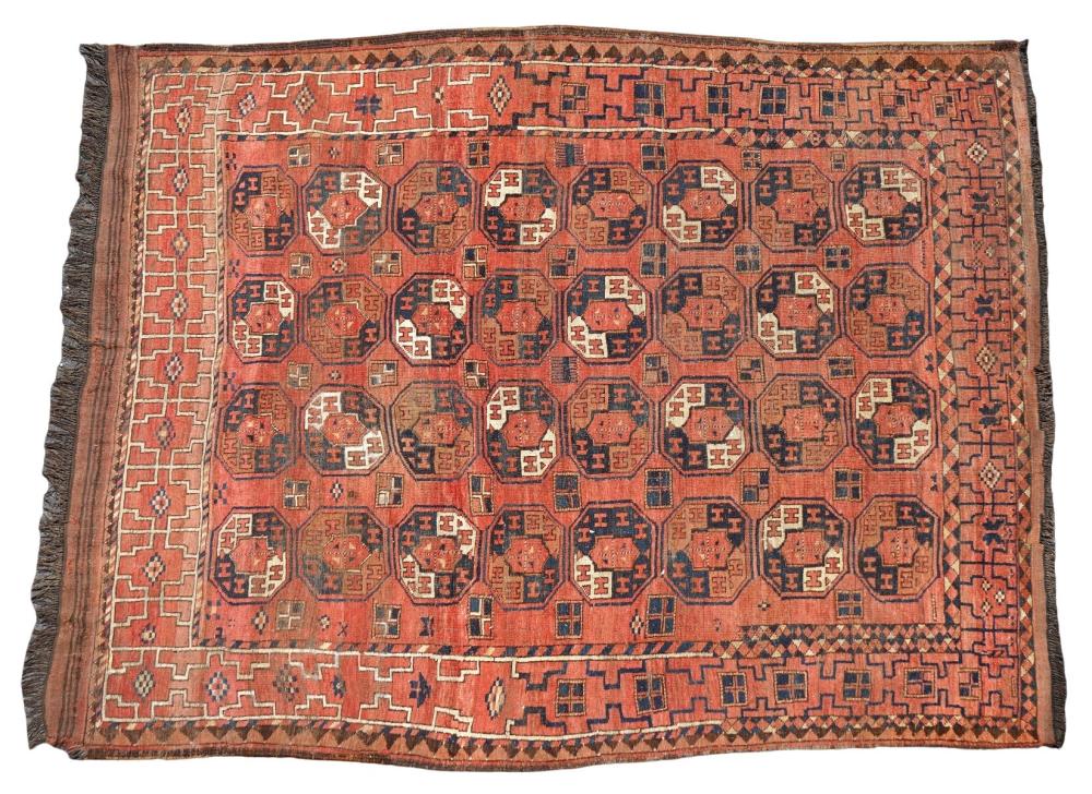 Appraisal: ANTIQUE AFGHAN TURKMAN MAIN CARPETAntique Afghan Turkman Main wool carpet