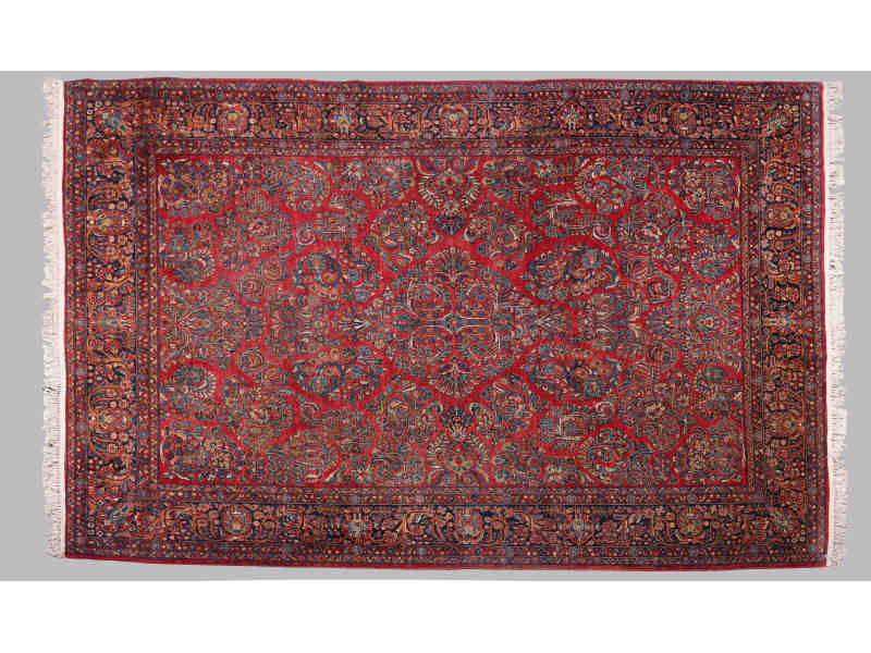 Appraisal: Semi-Antique Room Size Sarouk ca deep red field with detached