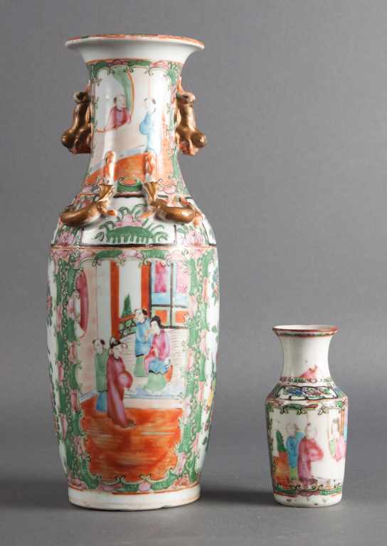 Appraisal: Chinese Export Rose Medallion porcelain baluster vase and similar cabinet