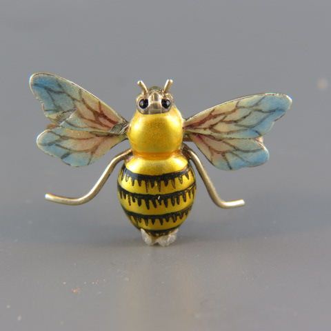 Appraisal: K Gold Enameled Bumblebee Brooch excellent