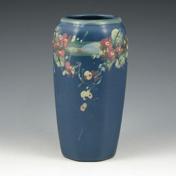 Appraisal: Weller Blue Decorated Hudson vase with heavy slip-decorated floral design