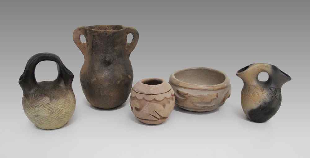 Appraisal: PIECE SOUTHWEST CHEROKEE VASES AND BOWL Taos handled vessel unsigned