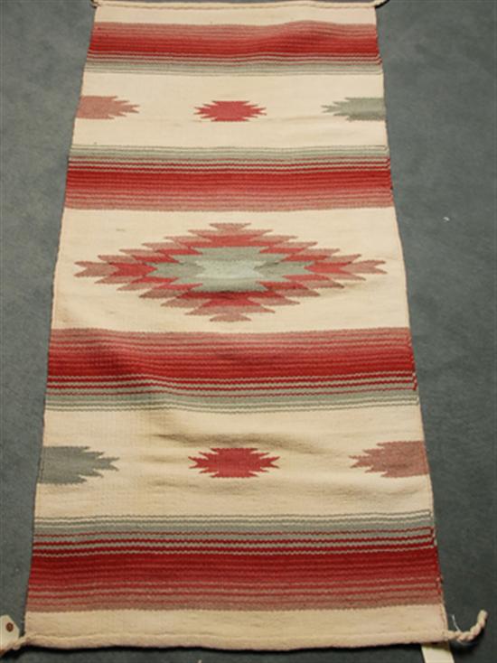 Appraisal: Cotton Flatweave Mat with Native American design ' x '