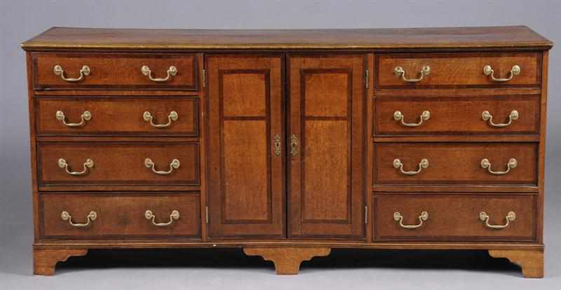 Appraisal: LATE GEORGE III STYLE OAK AND MAHOGANY CROSSBANDED LOW CHEST