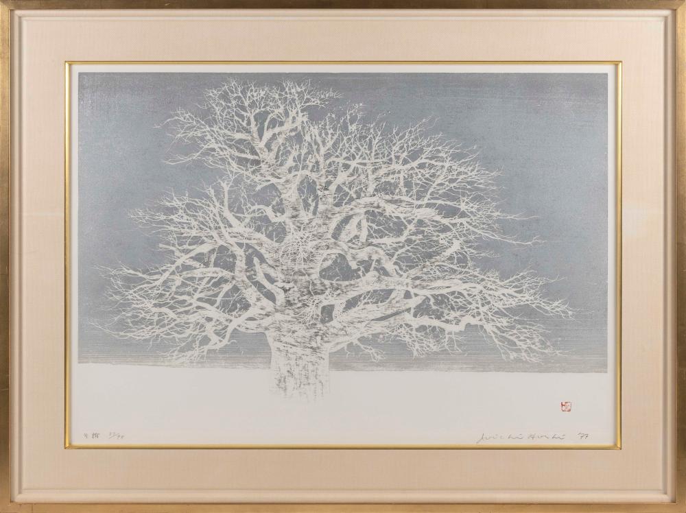 Appraisal: HOSHI JOICHI JAPAN - WINTER TREE WOODBLOCK PRINT X SIGHT