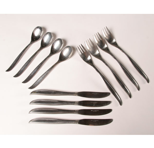 Appraisal: Russel Wright Threads Stainless Flatware Set all Marked Japan Hull