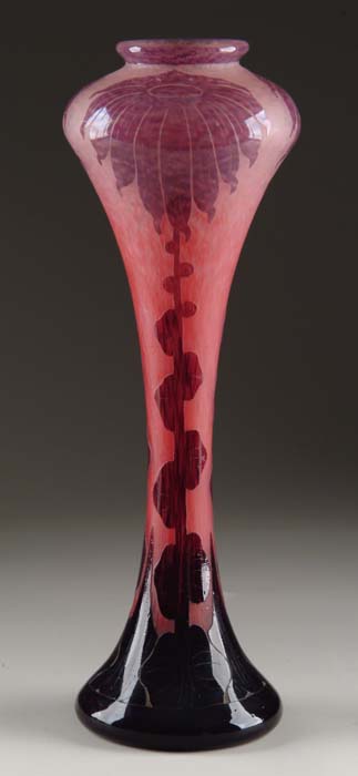 Appraisal: LE VERRE FRANCAIS VASE Monumental vase in the Dahlia pattern