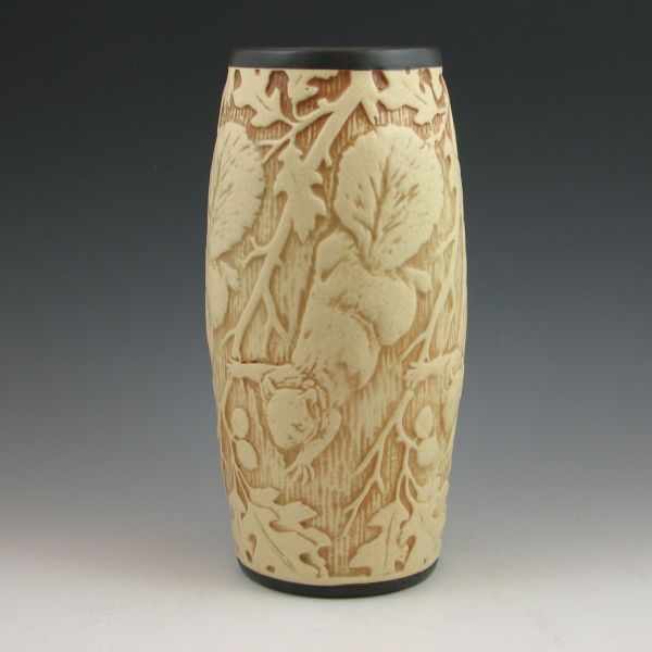 Appraisal: Weller Clinton Ivory vase with squirrels Unmarked Mint with crazing